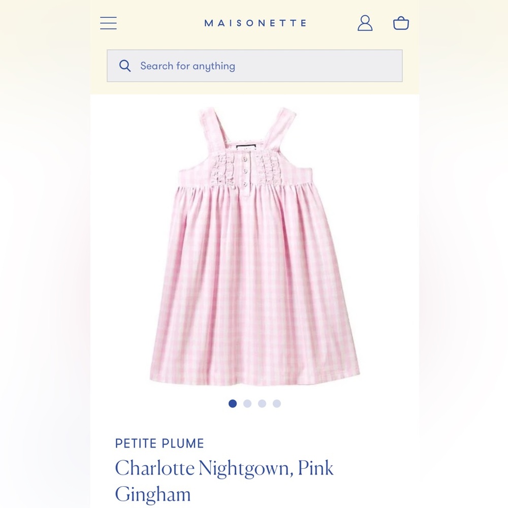 NWT PETITE PLUME
Charlotte Nightgown, Pink Gingham